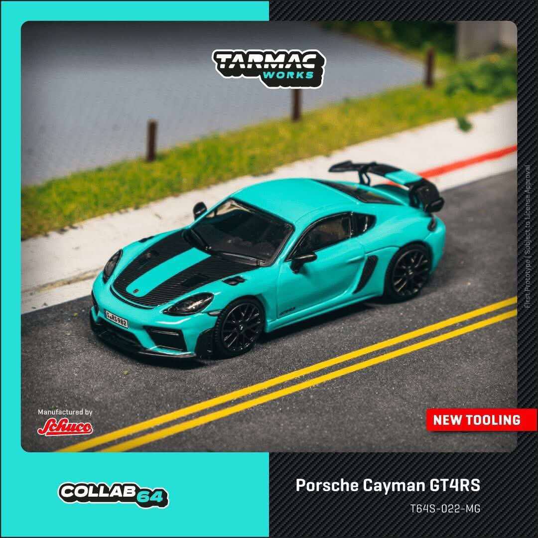 TarmacWorks Porsche Cayman GT4RS Mint Green